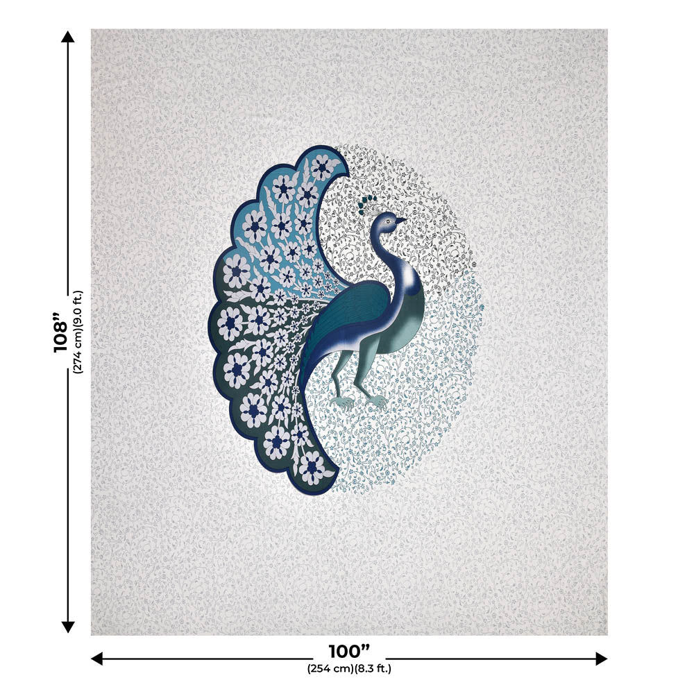 Twill Cotton Bedsheet Dancing Blue Peacock